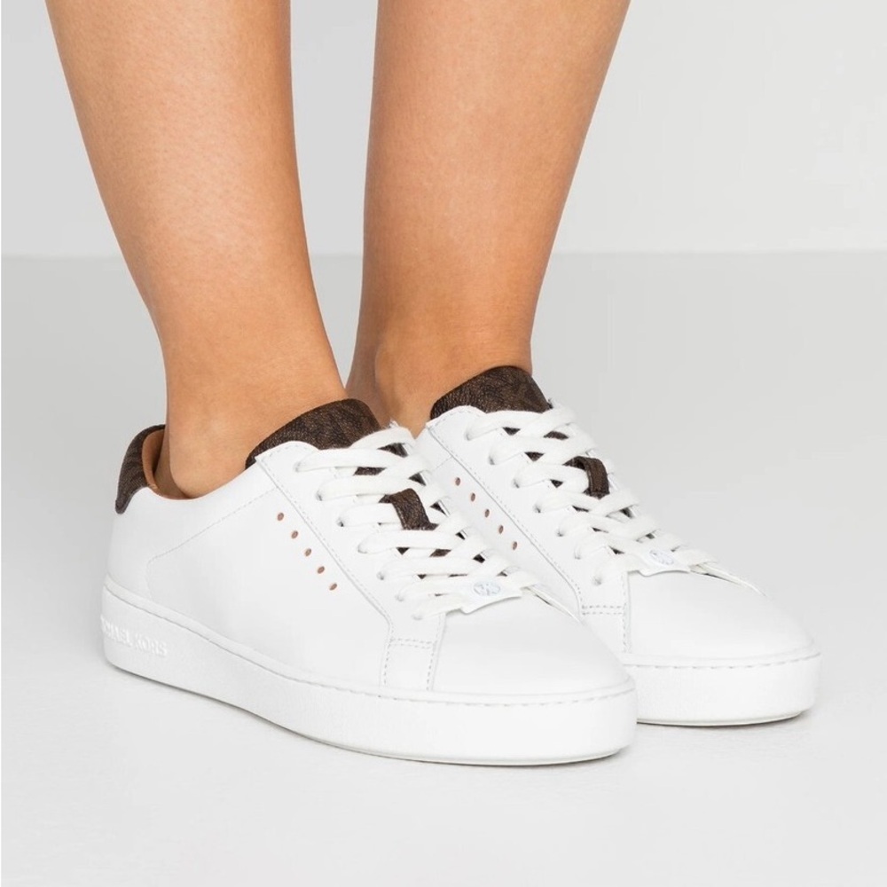 Michael Kors Irving White Leather Lace-Up Sneakers | 7
